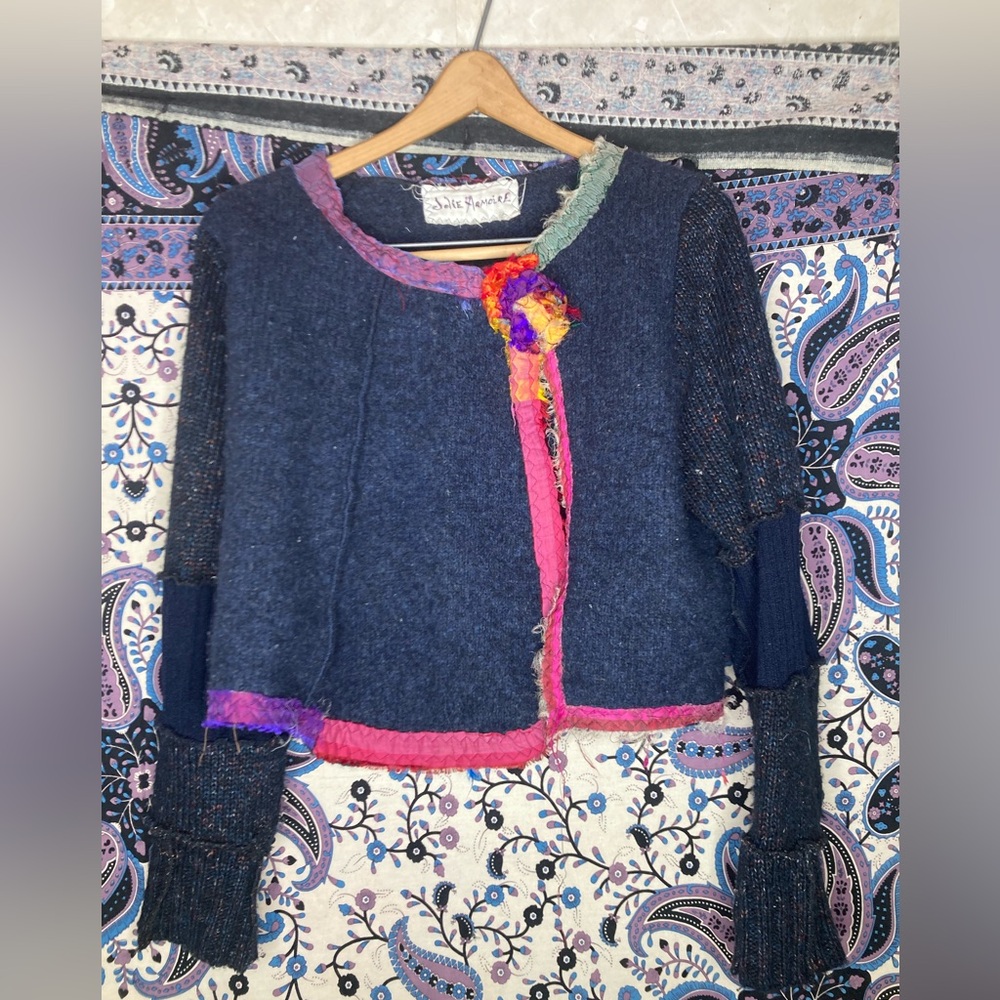 Handmade wool distressed boho jacket